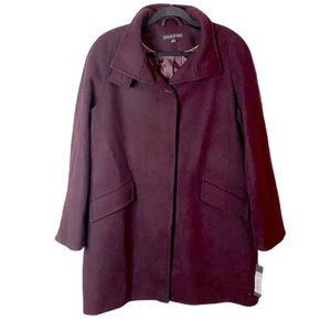 NWT Preston & York Merlot Purple Wool Blend Women’s Button Down Pea Coat